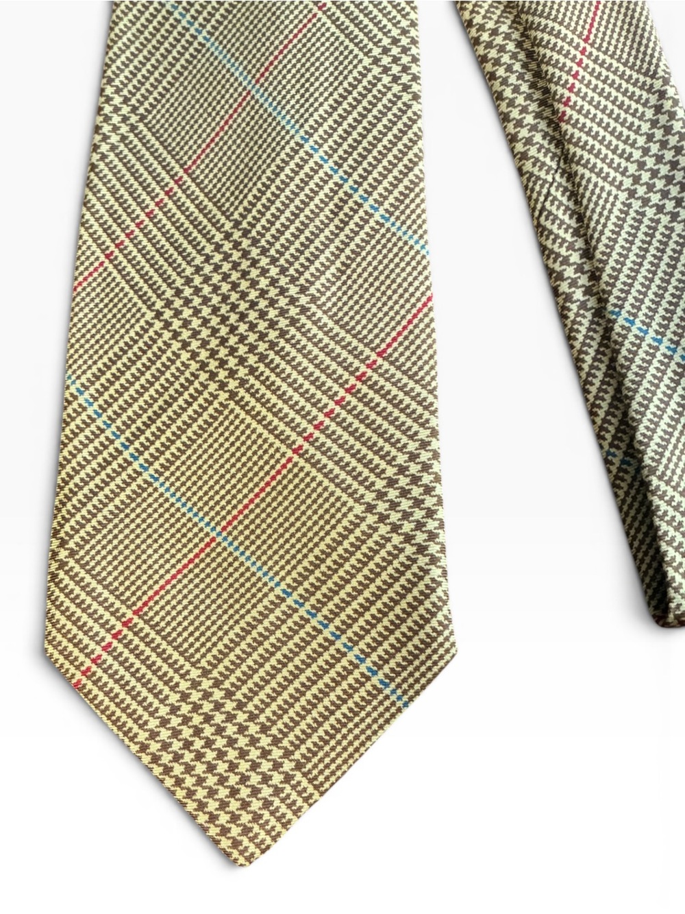 Aquascutum London Silk Tie Made In England Vintage Glen Plaid EUC